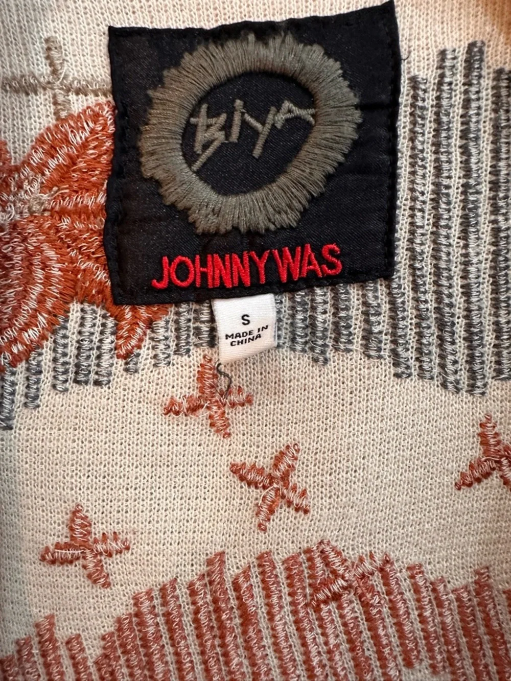 Johnny Was Cream Floral & Abstract Open Cardigan with Pockets - Picture 5 of 6
